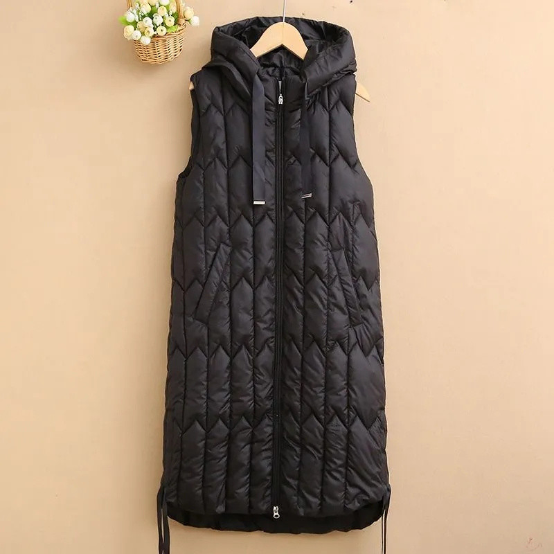 2023. Jesen/Zima Kaput Punji pamučni prsluk Ženski dugi prsluk Široka jakna bez rukava s kapuljačom Ženski prsluk Gornja odjeća Chaleco Mujer