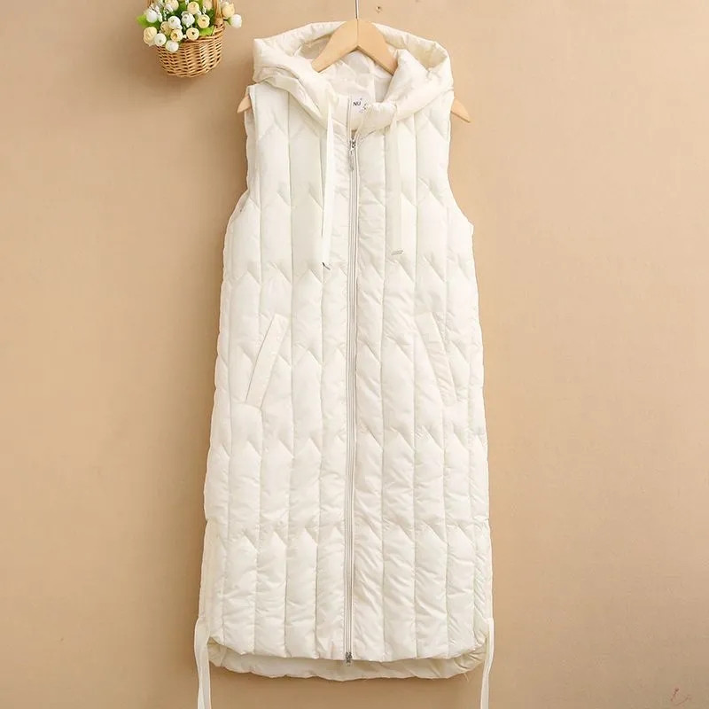 2023. Jesen/Zima Kaput Punji pamučni prsluk Ženski dugi prsluk Široka jakna bez rukava s kapuljačom Ženski prsluk Gornja odjeća Chaleco Mujer