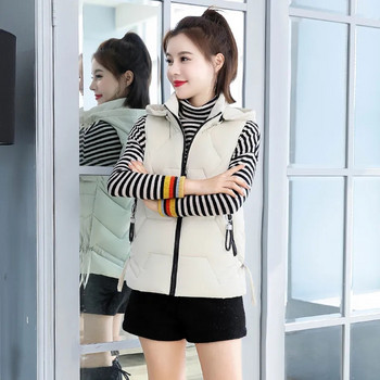 2023 Νέο φθινοπωρινό γυναικείο αμάνικο μπουφάν Γυναικείο χειμωνιάτικο γιλέκο με κουκούλα Κορεατικό κοντό γιλέκο Γυναικεία εξωτερικά ρούχα Chaleco Mujer