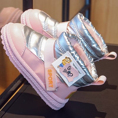 Kruleepo Detské ploché protišmykové nepremokavé snehové čižmy pre dievčatá a chlapcov, jeseň a zima, hrubé plyšové teplé módne krátke čižmičky