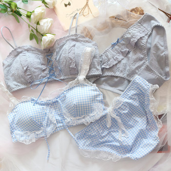 Колекция Summer Fresh Blue Bras Японска Лолита Момиче Студентка Комплект бельо Сладко сладко бельо Малък комплект сутиен и бикини