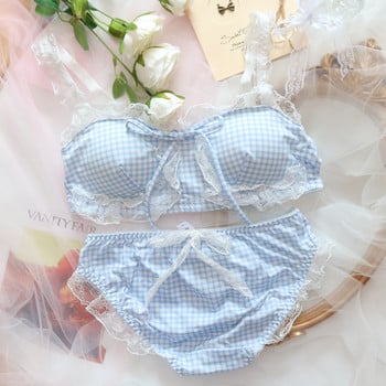 Колекция Summer Fresh Blue Bras Японска Лолита Момиче Студентка Комплект бельо Сладко сладко бельо Малък комплект сутиен и бикини