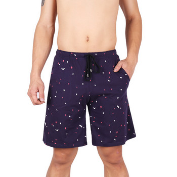 Мъжки памучни къси панталони Ежедневни мъжки летни удобни панталони с щампа до коляното Свободни къси панталони с шнурове с джобове