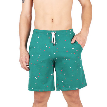 Мъжки памучни къси панталони Ежедневни мъжки летни удобни панталони с щампа до коляното Свободни къси панталони с шнурове с джобове