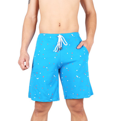 Ανδρικό βαμβακερό σορτς παντελόνι Casual ανδρικό καλοκαιρινό άνετο παντελόνι με στάμπα μέχρι το γόνατο Φαρδύ κοντό παντελόνι με κορδόνι με τσέπες