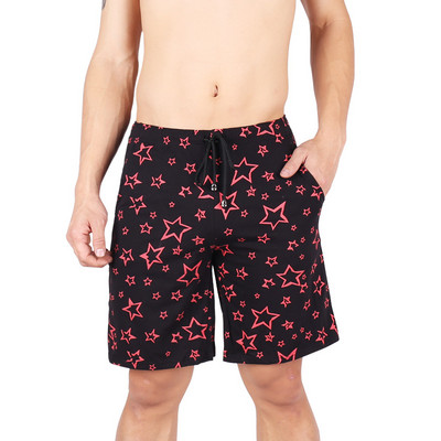 Ανδρικό βαμβακερό σορτς παντελόνι Casual ανδρικό καλοκαιρινό άνετο παντελόνι με στάμπα μέχρι το γόνατο Φαρδύ κοντό παντελόνι με κορδόνι με τσέπες