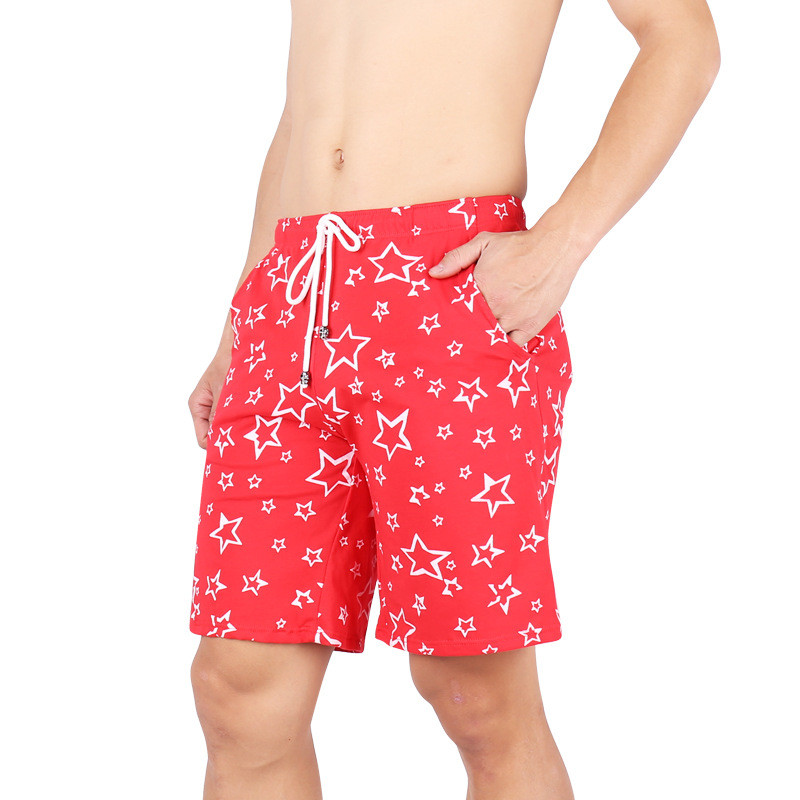 Ανδρικό βαμβακερό σορτς παντελόνι Casual ανδρικό καλοκαιρινό άνετο παντελόνι με στάμπα μέχρι το γόνατο Φαρδύ κοντό παντελόνι με κορδόνι με τσέπες