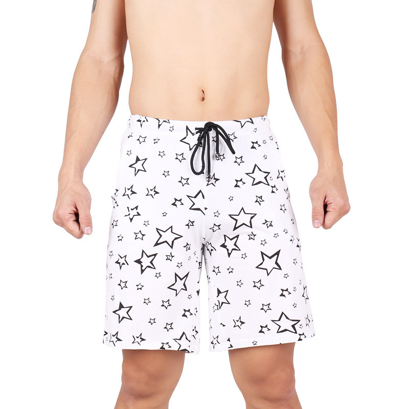 Ανδρικό βαμβακερό σορτς παντελόνι Casual ανδρικό καλοκαιρινό άνετο παντελόνι με στάμπα μέχρι το γόνατο Φαρδύ κοντό παντελόνι με κορδόνι με τσέπες