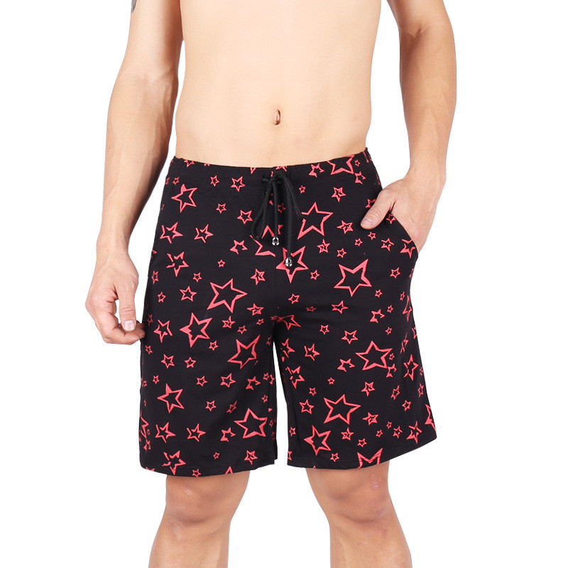 Ανδρικό βαμβακερό σορτς παντελόνι Casual ανδρικό καλοκαιρινό άνετο παντελόνι με στάμπα μέχρι το γόνατο Φαρδύ κοντό παντελόνι με κορδόνι με τσέπες