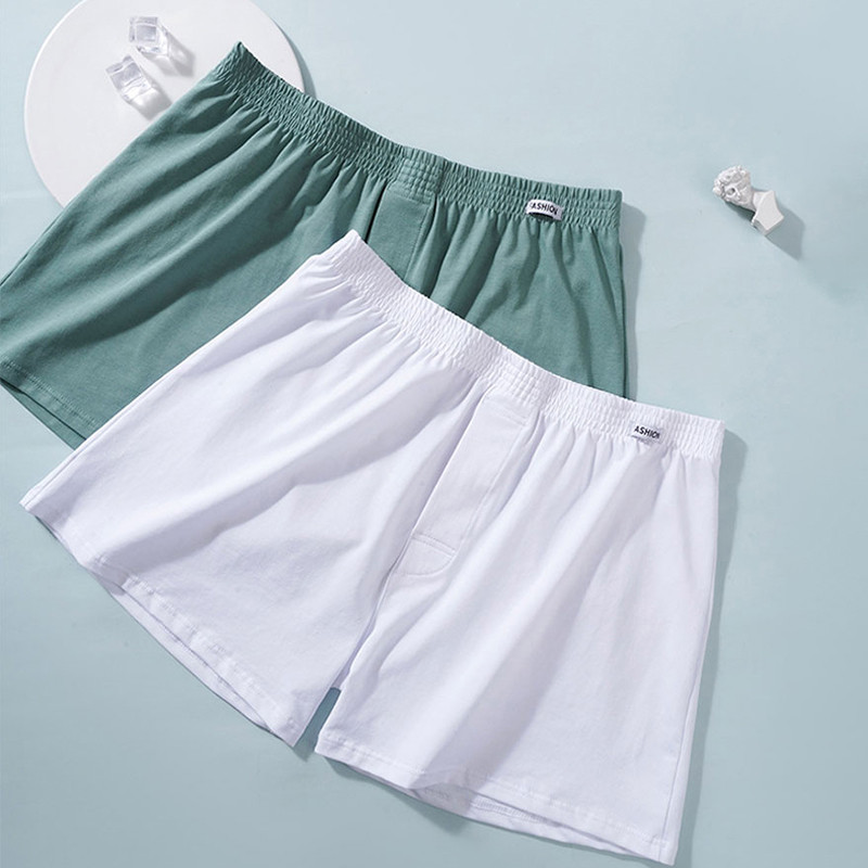 Chiloți largi elastici pentru bărbați Lenjerie de corp Bumbac acasă Pantaloni săgeți cu talie mijlocie, respirabili, pentru tineret, vară, boxer de dimensiuni mari