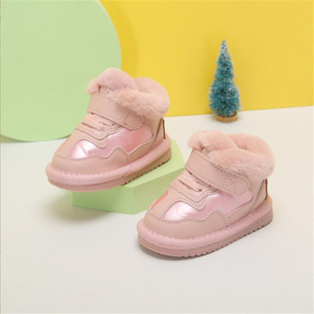 Зимни бебешки ботуши за сняг Унисекс кожени обувки за малки момчета и момичета Водоустойчиви топли плюшени детски маратонки Детски обувки с меко дъно