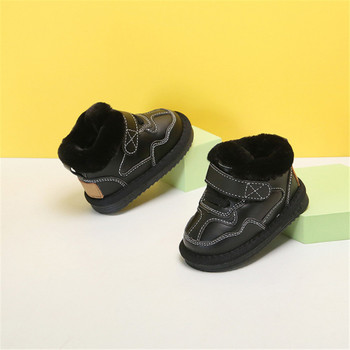 Зимни бебешки ботуши за сняг Унисекс кожени обувки за малки момчета и момичета Водоустойчиви топли плюшени детски маратонки Детски обувки с меко дъно