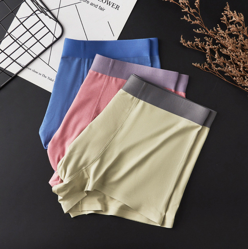 Lenjerie de corp pentru bărbați de culoare solidă Boxer moale fără cusături Chiloți pentru bărbați Boxeri pantaloni scurți cu talie mijlocie Chiloți sexy în husă în U Chiloți respirabili