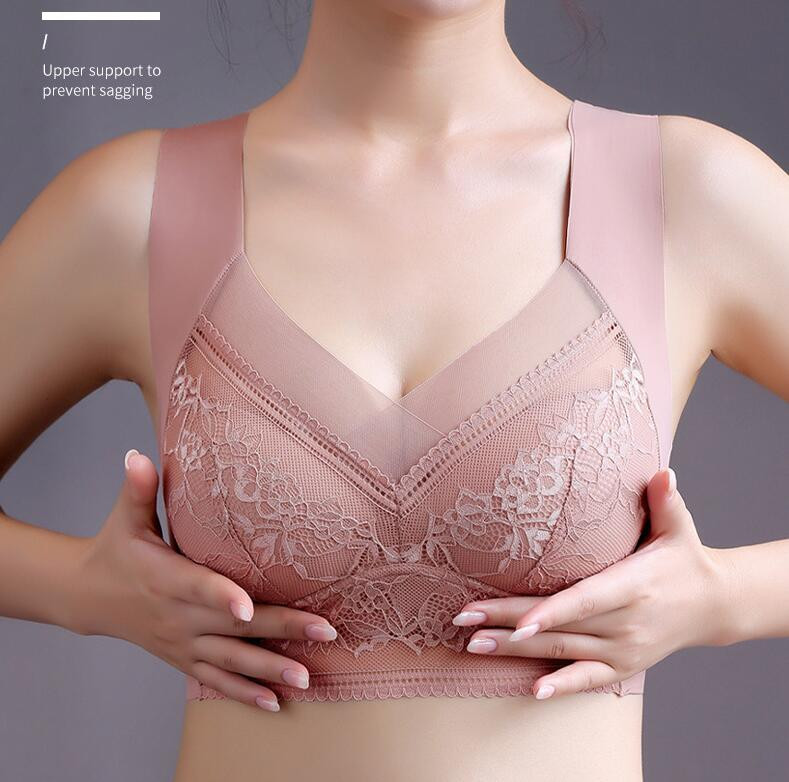 Ženski bežični push up grudnjak Seksi duboki V čipkasti grudnjaci Žensko udobno donje rublje Bešavni grudnjak Mekano donje rublje Velika veličina L-5XL