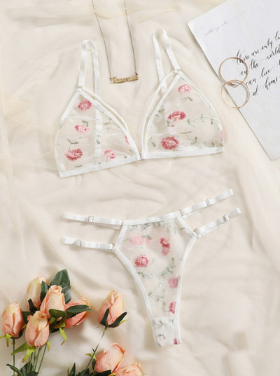 2023 Set de lenjerie sexy din dantelă Lenjerie de corp pentru femei Seturi de sutien transparent pentru petrecere Set de sutien de lenjerie din dantelă Set de lenjerie intimă Mărimea SL