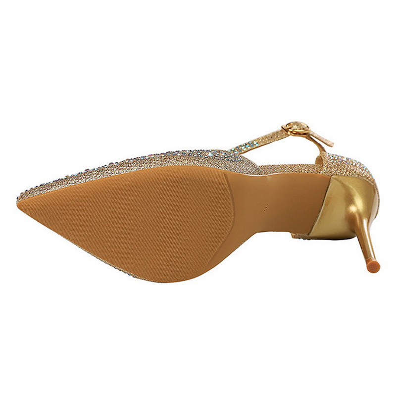 BIGTREE Cipele Sjajne cipele s visokim potpeticama sa kamenčićima Ženske cipele na štikle Stiletto Slatke ženske cipele s potpeticama Vjenčane cipele Ženske sandale 10 cm