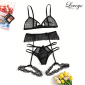 Komplet seksi grudnjaka, proziran, proziran grudnjak i komplet gaćica s perspektivnom mrežastom podvezicom Komplet donjeg rublja od čipke Komplet ženskog donjeg rublja