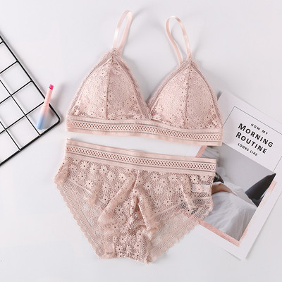 Seksi čipkasti grudnjak za žene Bešavni Push Up set donjeg rublja Cvjetni komplet donjeg rublja Ultratanki grudnjak i gaćice Ljetne gaćice Intimates 2kom