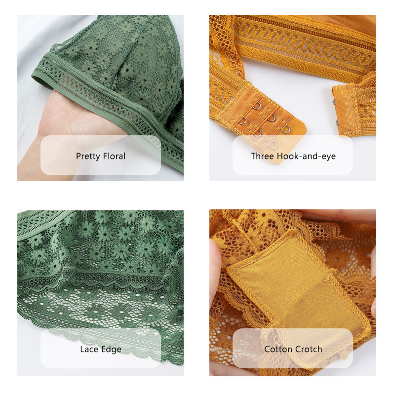 Seksi čipkasti grudnjak za žene Bešavni Push Up set donjeg rublja Cvjetni komplet donjeg rublja Ultratanki grudnjak i gaćice Ljetne gaćice Intimates 2kom