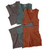 Komplet sportskih rebrastih grudnjaka Ženski komplet bešavnog donjeg rublja Visoki struk Fitness kratke hlače Žensko seksi donje rublje Bralette duboki V Top Sportska odjeća