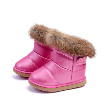 Χειμερινές παιδικές μπότες χιονιού Μόδα μονόχρωμο βελούδινο ζεστό κορίτσια μποτάκια αστραγάλου παιδικά βαμβακερά παπούτσια