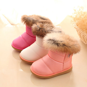 Зимни детски ботуши за сняг Модни едноцветни плюшени топли ботуши за момичета Детски памучни обувки