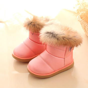Зимни детски ботуши за сняг Модни едноцветни плюшени топли ботуши за момичета Детски памучни обувки