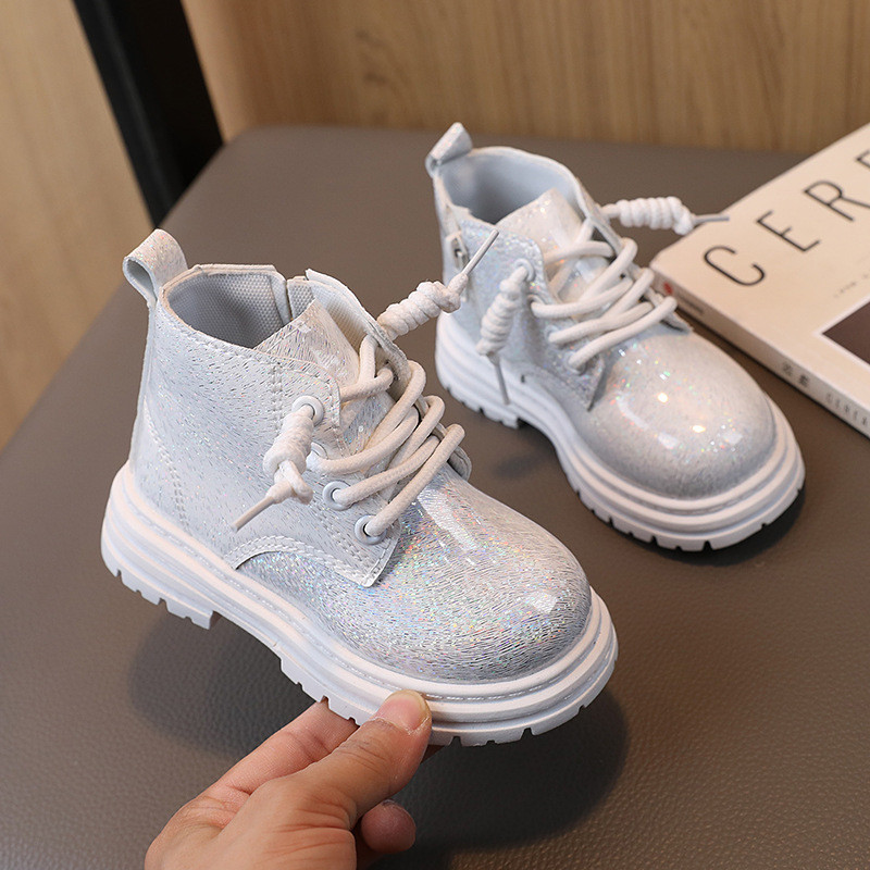 2023 Nové dievčenské členkové čižmy, lesklé ružové, všestranné princeznovské topánky, detské módne ležérne čižmy s bočným zipsom, detské topánky, dropshipping