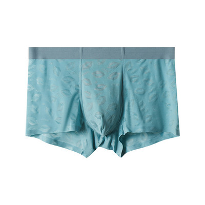 Boxeri Chiloți bărbați din mătase de gheață, fără sudură, lenjerie subțire, boxer, cu imprimeu la modă pentru bărbați, cu husă în U, chiloți respirabili
