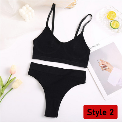 2PCS/Set Ženski set bešavnih grudnjaka Gaćice Seksi rastezljivi sportski grudnjak Tange gaćice Stilske gaćice Bralette Crop Top Intimates Komplet donjeg rublja