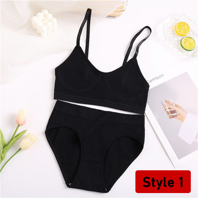 2PCS/Set Ženski set bešavnih grudnjaka Gaćice Seksi rastezljivi sportski grudnjak Tange gaćice Stilske gaćice Bralette Crop Top Intimates Komplet donjeg rublja