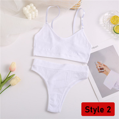 2PCS/Set Ženski set bešavnih grudnjaka Gaćice Seksi rastezljivi sportski grudnjak Tange gaćice Stilske gaćice Bralette Crop Top Intimates Komplet donjeg rublja