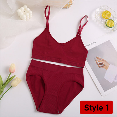 2PCS/Set Ženski set bešavnih grudnjaka Gaćice Seksi rastezljivi sportski grudnjak Tange gaćice Stilske gaćice Bralette Crop Top Intimates Komplet donjeg rublja