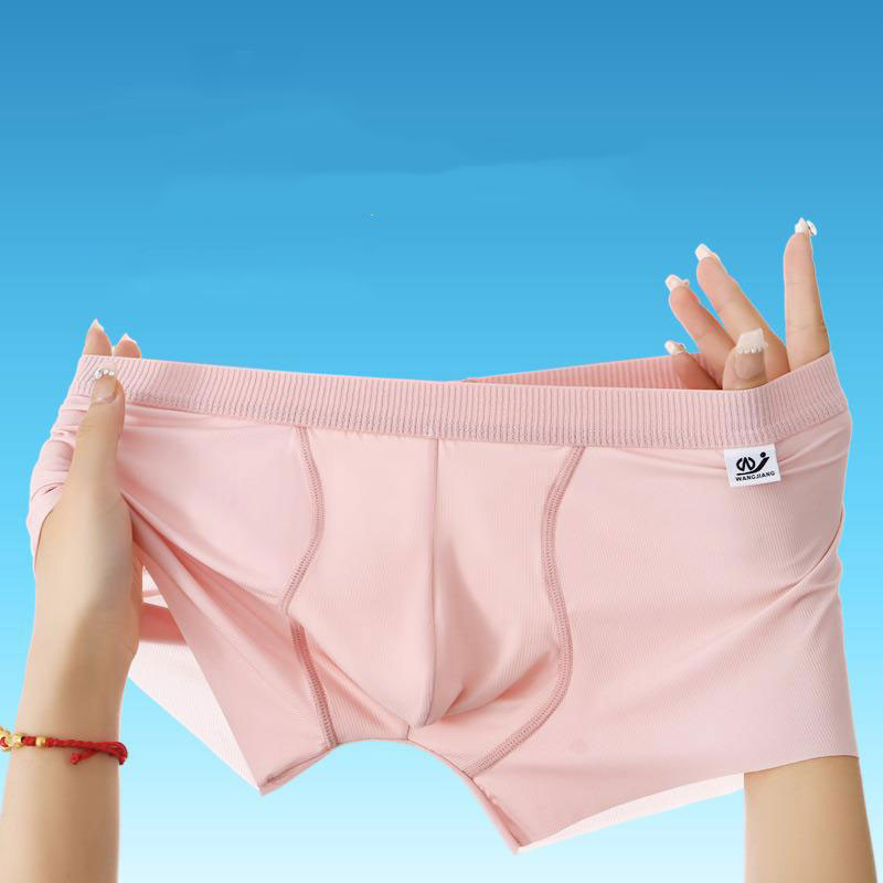 Pánske sexy U konvexné vrecko z ľadového hodvábu, spodná bielizeň, mužské bezšvíkové ultratenké priedušné boxerky, mäkké pohodlné rýchloschnúce nohavičky