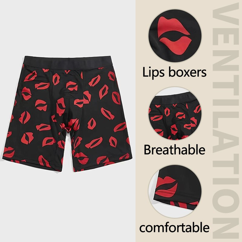 Muškarci Boksačice Gaćice Donje rublje Crna 2XL 3XL 4XL Moda Bokserice za usne Sport Ležerne Meke Glatke