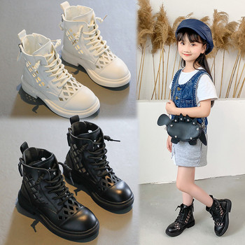 Обувки за момичета Пролет 2022 г. Нови детски къси ботуши Пролетни и есенни мрежести ботуши Летни тънки кухи ботуши за деца Момичета