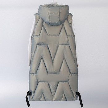 Νέο φθινοπωρινό χειμερινό βαμβακερό γιλέκο γυναικείο γιλέκο 2022 Γυναικείο αμάνικο γιλέκο μπουφάν με κουκούλα Ζεστό μακρύ φουσκωτό γιλέκο Chaleco Mujer