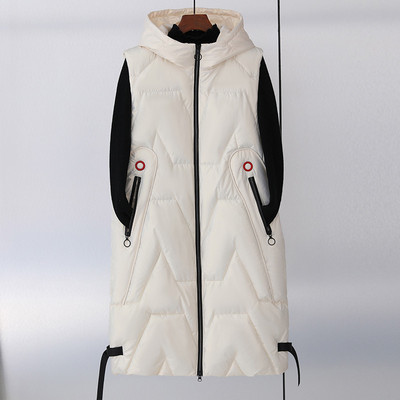 Novi jesenski zimski pamučni prsluk Ženski prsluk 2022 Ženski prsluk bez rukava Jakna s kapuljačom Topla duga pufer prsluk Chaleco Mujer