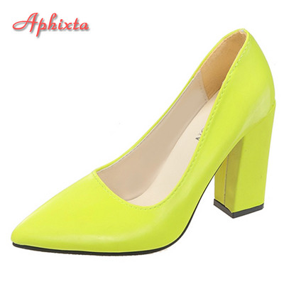 Aphixta 2023. Nove cipele s četvrtastom potpeticom od 10 cm Ženske cipele Lakirana koža Seksi vjenčanice Službeno slobodno vrijeme Super velika veličina 31-50