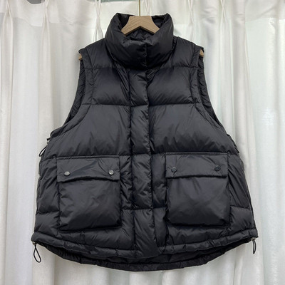 Vestă de puf pentru femei, la modă largi, cu guler, vestă pentru femei, toamnă 2023, coreeană șic, topuri, vestă caldă din puf de rață pentru femei