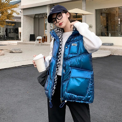 2023 Toamnă/Iarnă Puf din bumbac Apare subțire fără mâneci Vestă pentru damă Jachetă cu guler în picioare Modă calduroasă Jachetă cu top pentru femei