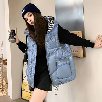 2023 Toamnă/Iarnă Puf din bumbac Apare subțire fără mâneci Vestă pentru damă Jachetă cu guler în picioare Modă calduroasă Jachetă cu top pentru femei