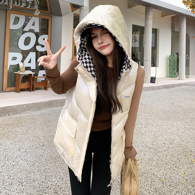2023 Toamnă/Iarnă Puf din bumbac Apare subțire fără mâneci Vestă pentru damă Jachetă cu guler în picioare Modă calduroasă Jachetă cu top pentru femei