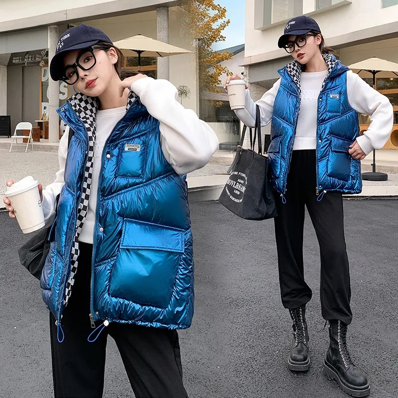 2023 Toamnă/Iarnă Puf din bumbac Apare subțire fără mâneci Vestă pentru damă Jachetă cu guler în picioare Modă calduroasă Jachetă cu top pentru femei