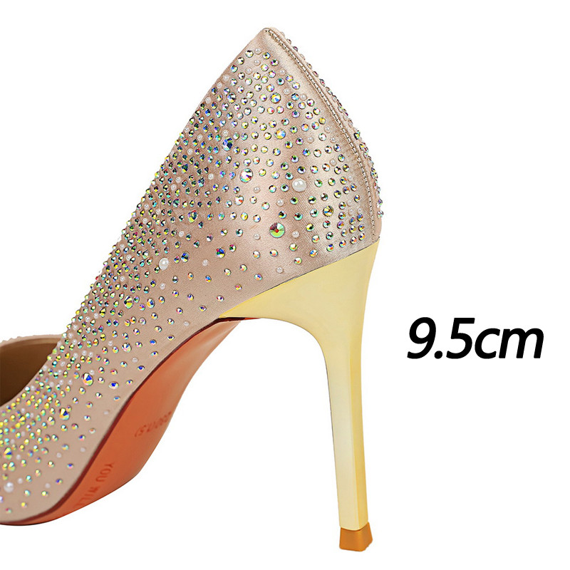 Pantofi BIGTREE pantofi cu strasuri strălucitoare pentru femei pantofi cu toc înalt de lux din satin pantofi pentru femei de modă pantofi de nuntă cu toc de metal stiletto 2023