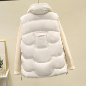 Ženski prsluk bez rukava Moderan ženski pamučni prsluk bez rukava Samostojeći ovratnik, dva džepa, patentni zatvarač za jesen/zimu