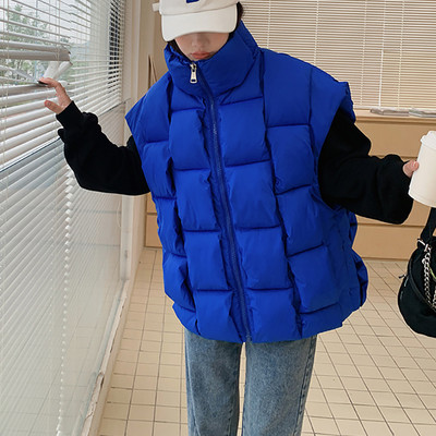 Rudens žieminės striukės be rankovių, moteriškos 2023 m. madingos šiltos storos liemenės su užtrauktuku, vientisos languotos medvilnės paminkštintos viršutinės striukės gatvės drabužiai