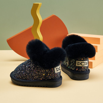2023 Winter Kids Fashion μπότες χιονιού χοντρές Παιδικές δερμάτινες ζεστές βελούδινες κοριτσίστικες μπότες χειμερινές μπότες σκι για μωρά