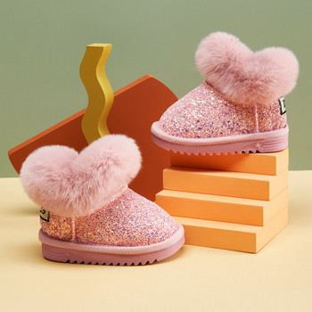 2023 Winter Kids Fashion μπότες χιονιού χοντρές Παιδικές δερμάτινες ζεστές βελούδινες κοριτσίστικες μπότες χειμερινές μπότες σκι για μωρά