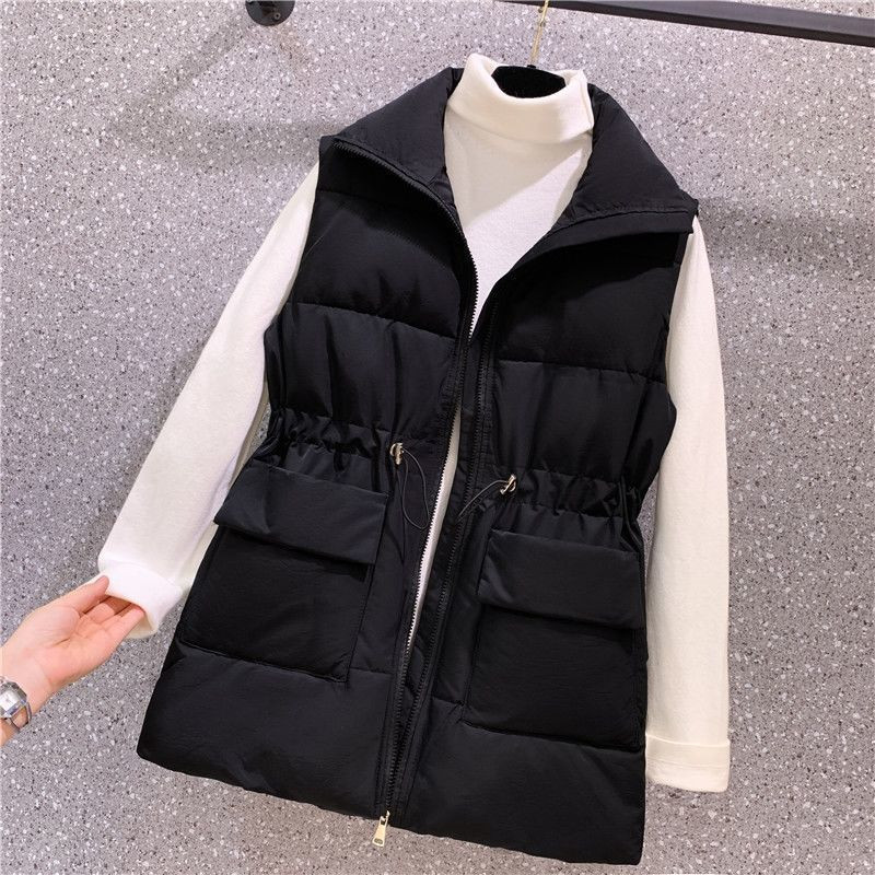 Madinga korėjietiška juosmens pritraukimo pūkinė medvilninė liemenė Nauja 2023 m. rudens žieminė striukė Moteriška pūkinė medvilninė liemenė, moteriška